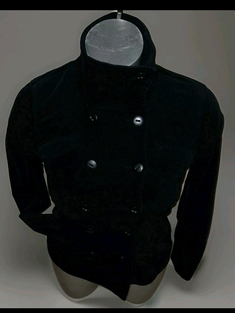 Calvin Klein Black Velvet Peacoat In Size Medium.  Like New, Perfect Condition.